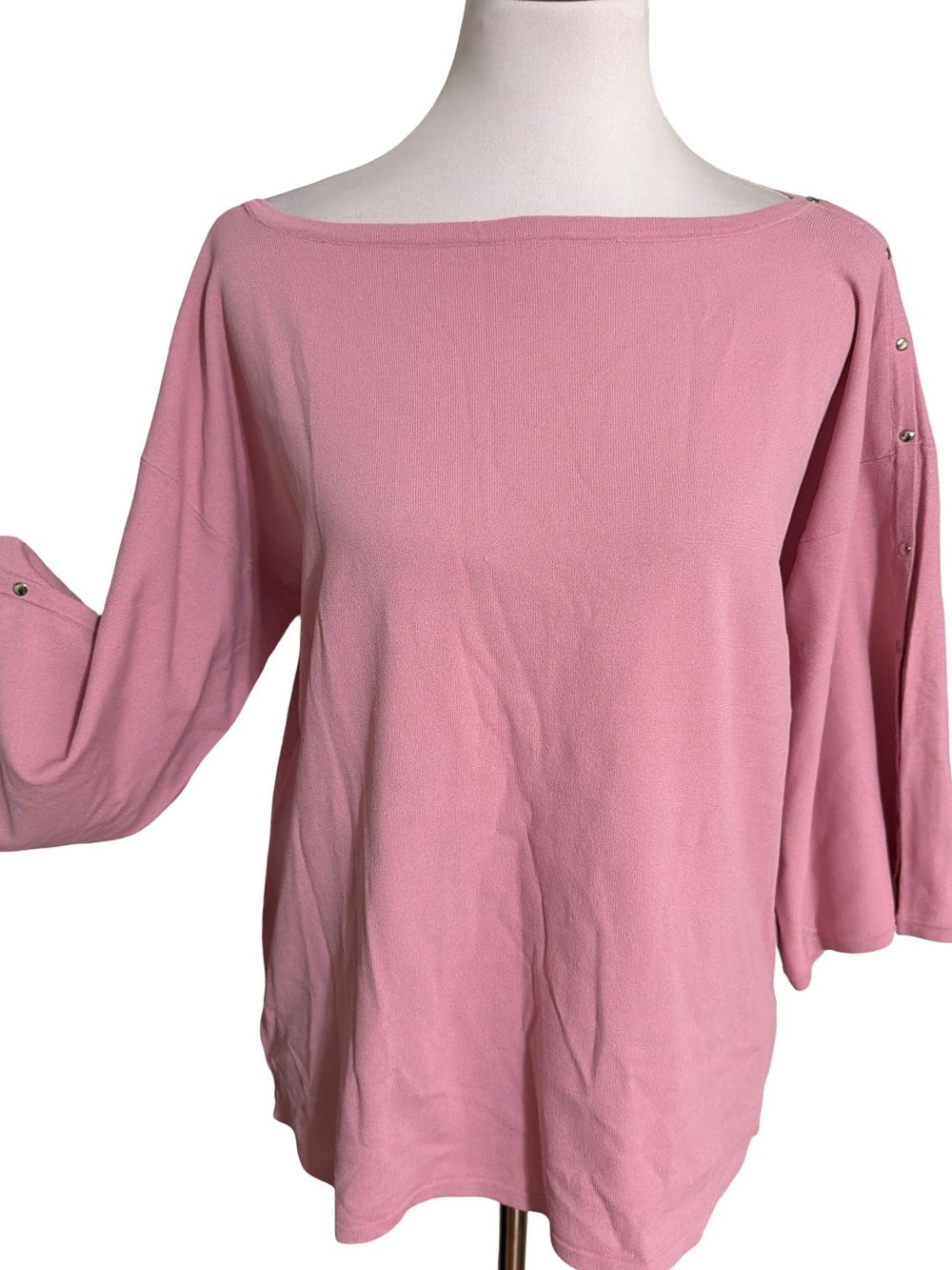 New York Aspects Pink Boatneck Blouse Large